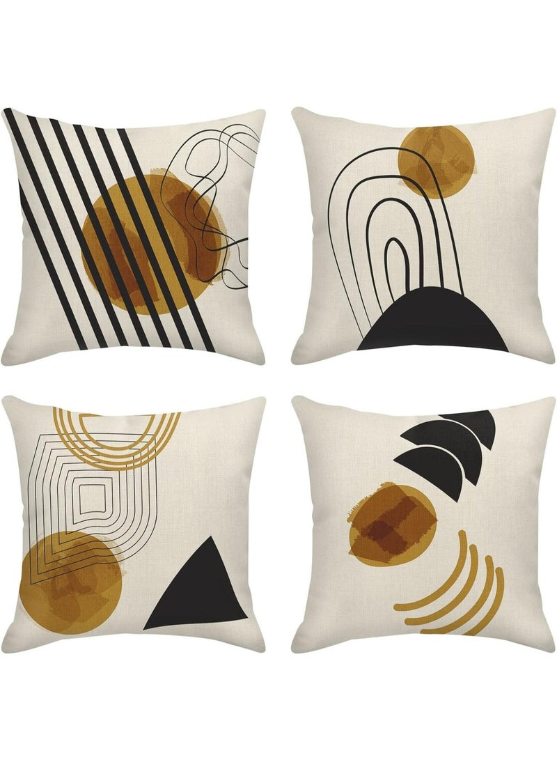 ChicAbode Throw Pillow Covers Home Decor Set of 4 Pillow Cases Decorative 18 x 18 Inches Outdoor Cushion Couch Sofa Pillowcases, Arts Earth Natural Boho Contemporary - Image 1